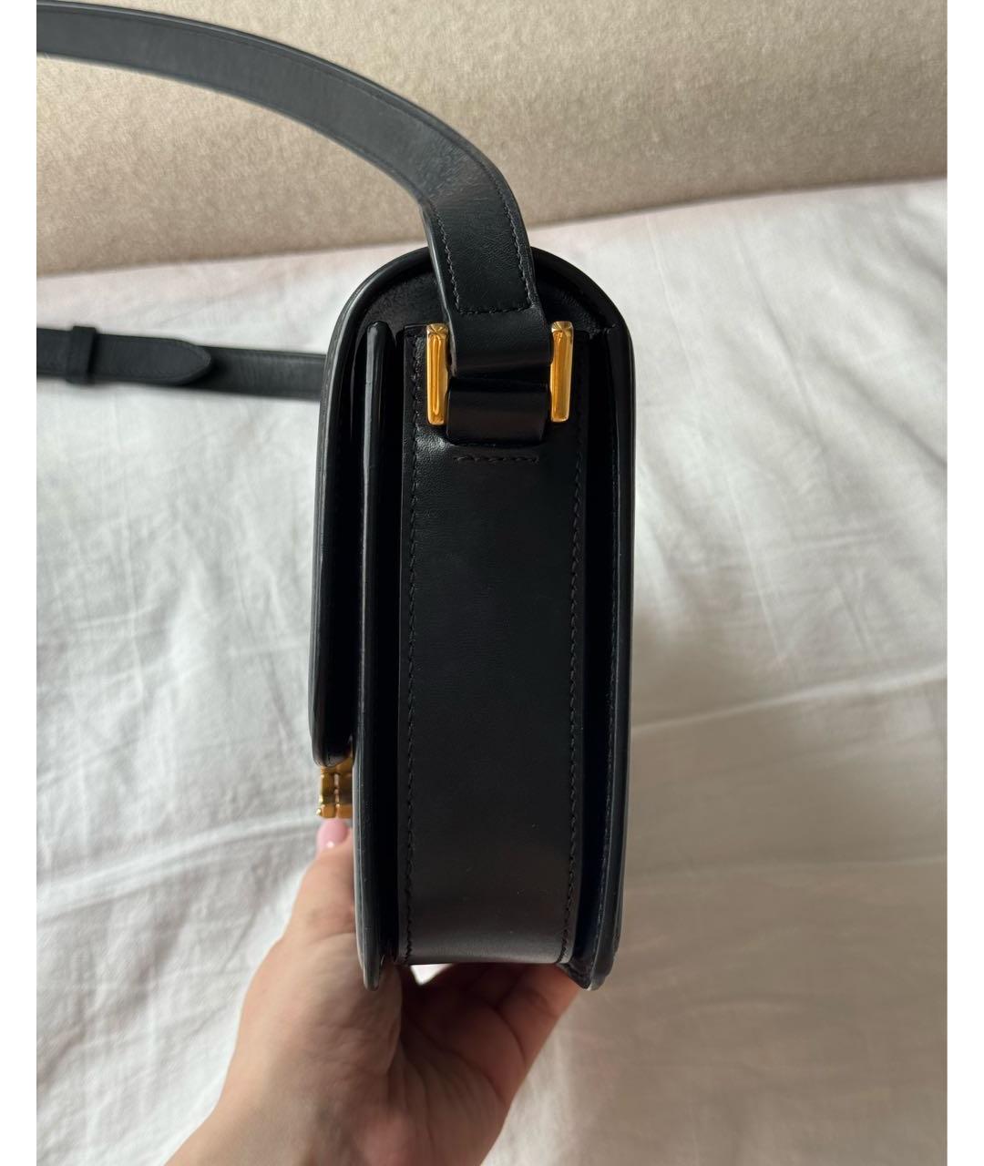 SAINT LAURENT Черная кожаная сумка через плечо, фото 2