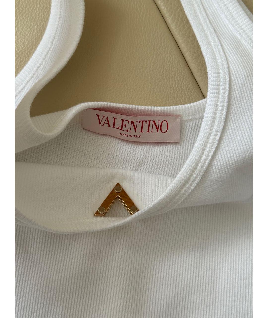 VALENTINO Белая хлопко-эластановая майка, фото 4