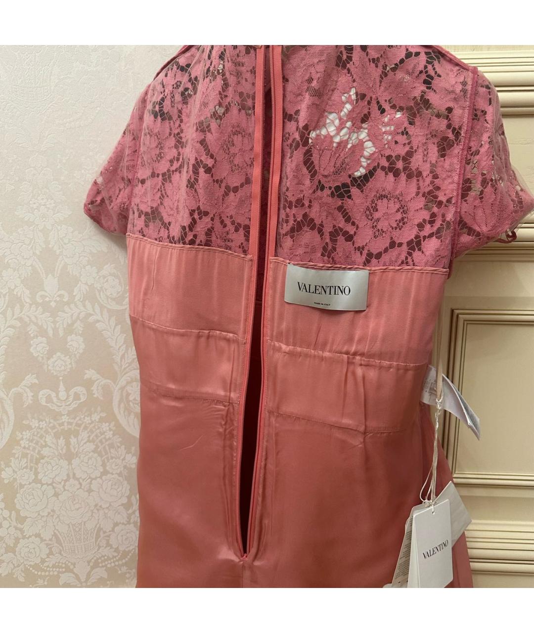VALENTINO Розовое креповое коктейльное платье, фото 4