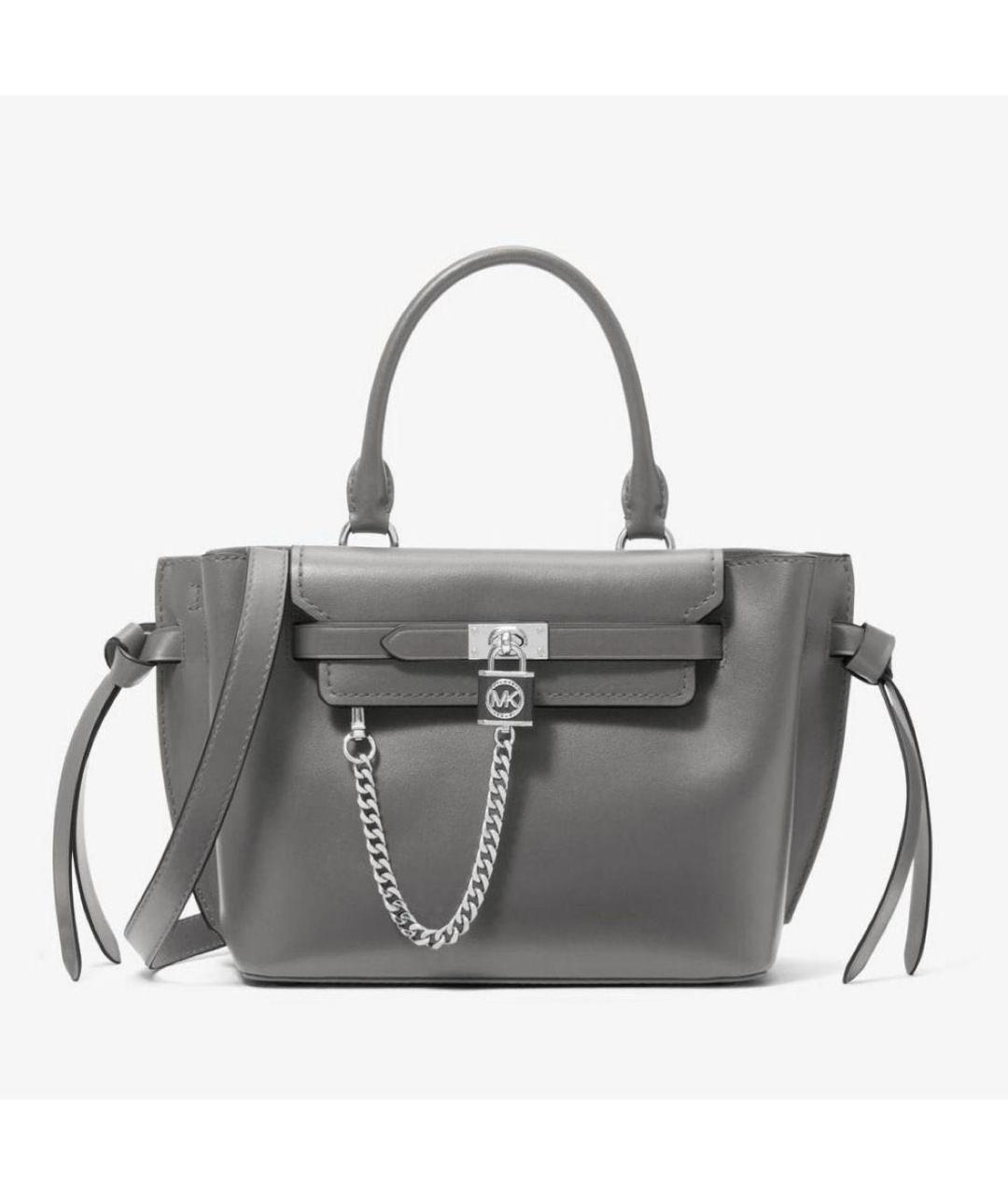 MICHAEL KORS Серая кожаная сумка с короткими ручками, фото 8