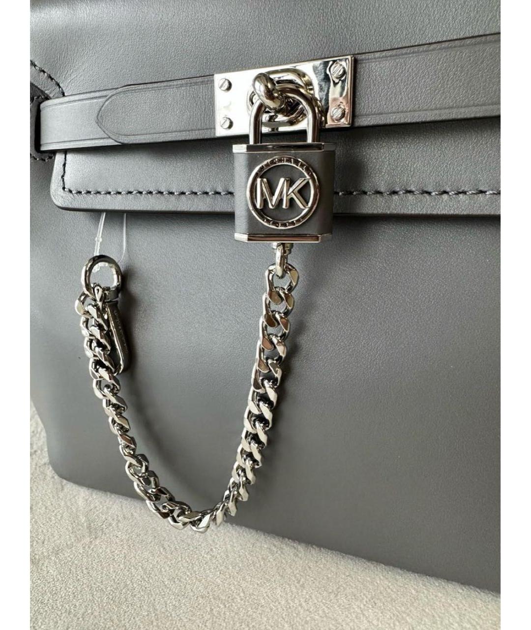 MICHAEL KORS Серая кожаная сумка с короткими ручками, фото 2
