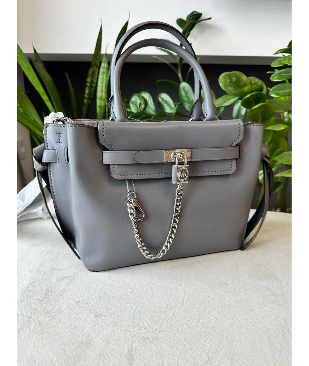 MICHAEL KORS Серая кожаная сумка с короткими ручками, фото 3