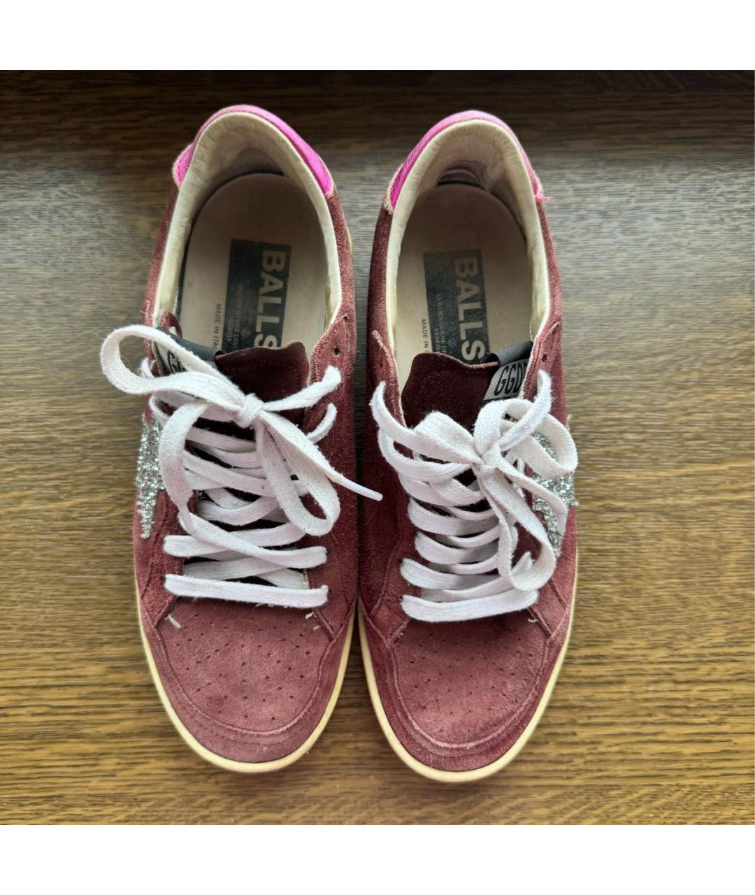 GOLDEN GOOSE DELUXE BRAND Бордовые замшевые кеды, фото 2