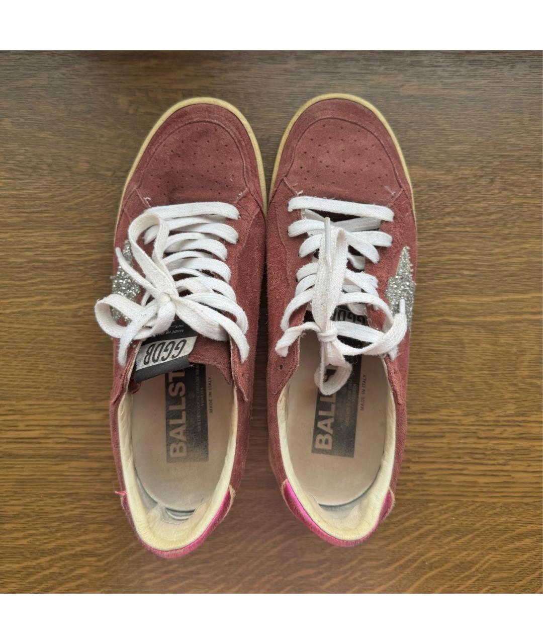 GOLDEN GOOSE DELUXE BRAND Бордовые замшевые кеды, фото 3