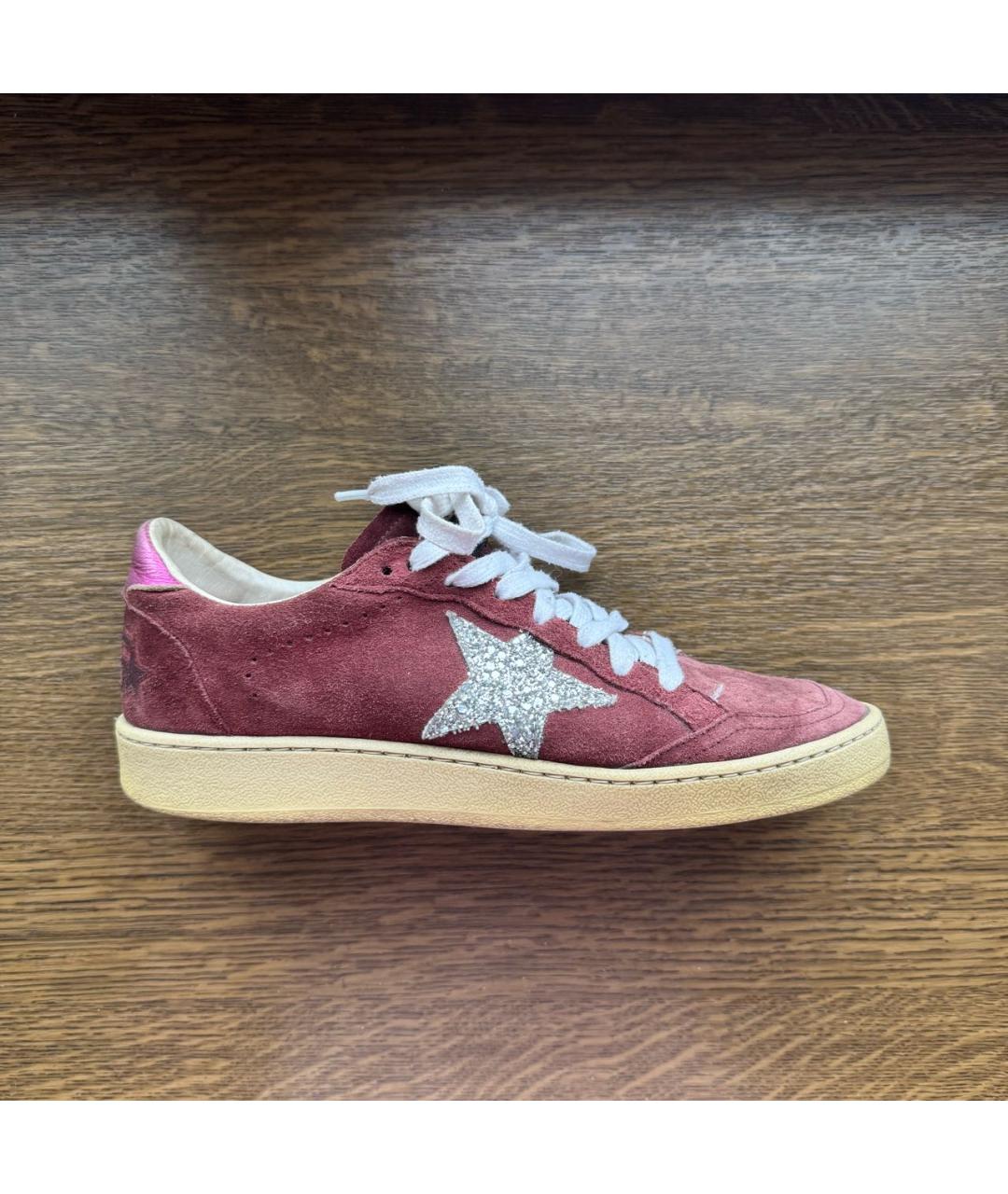 GOLDEN GOOSE DELUXE BRAND Бордовые замшевые кеды, фото 5