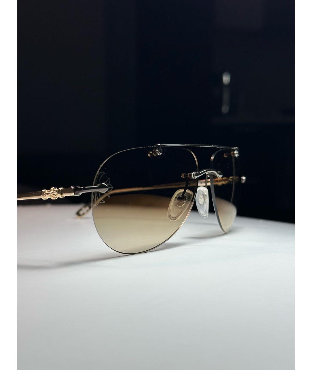 CHROME HEARTS Коричневые металлические солнцезащитные очки, фото 2