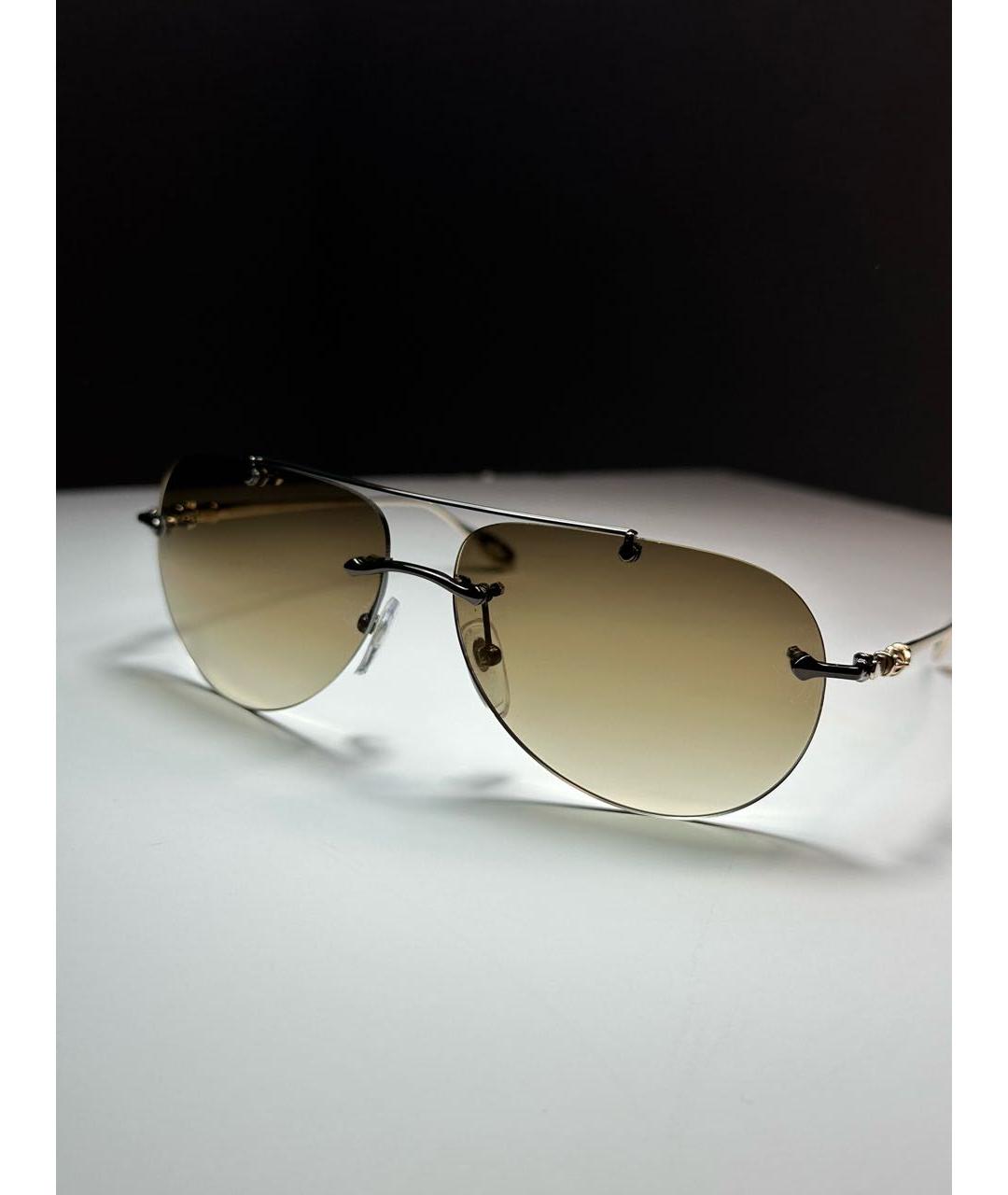 CHROME HEARTS Коричневые металлические солнцезащитные очки, фото 6