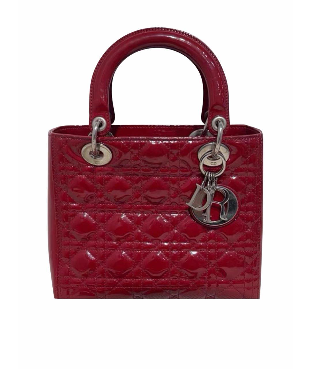 CHRISTIAN DIOR Красная сумка с короткими ручками из лакированной кожи, фото 1