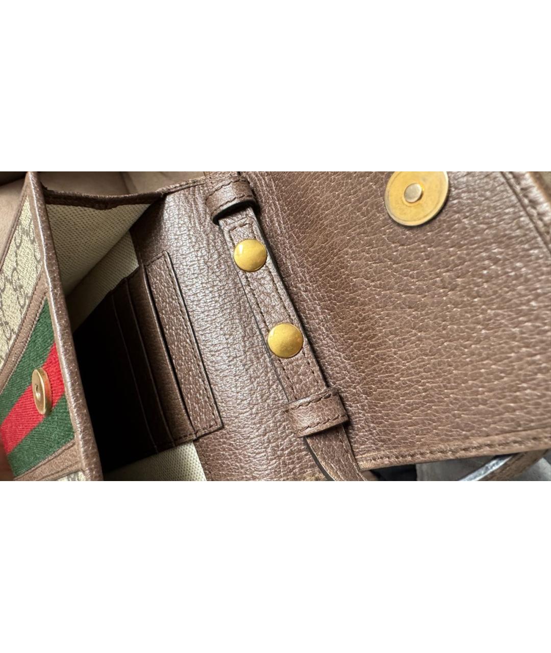GUCCI Коричневая кожаная сумка на плечо, фото 4