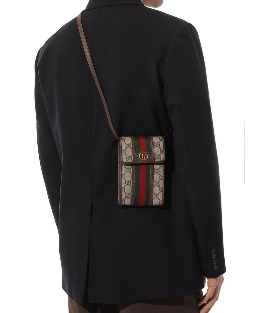 GUCCI Коричневая кожаная сумка на плечо, фото 7