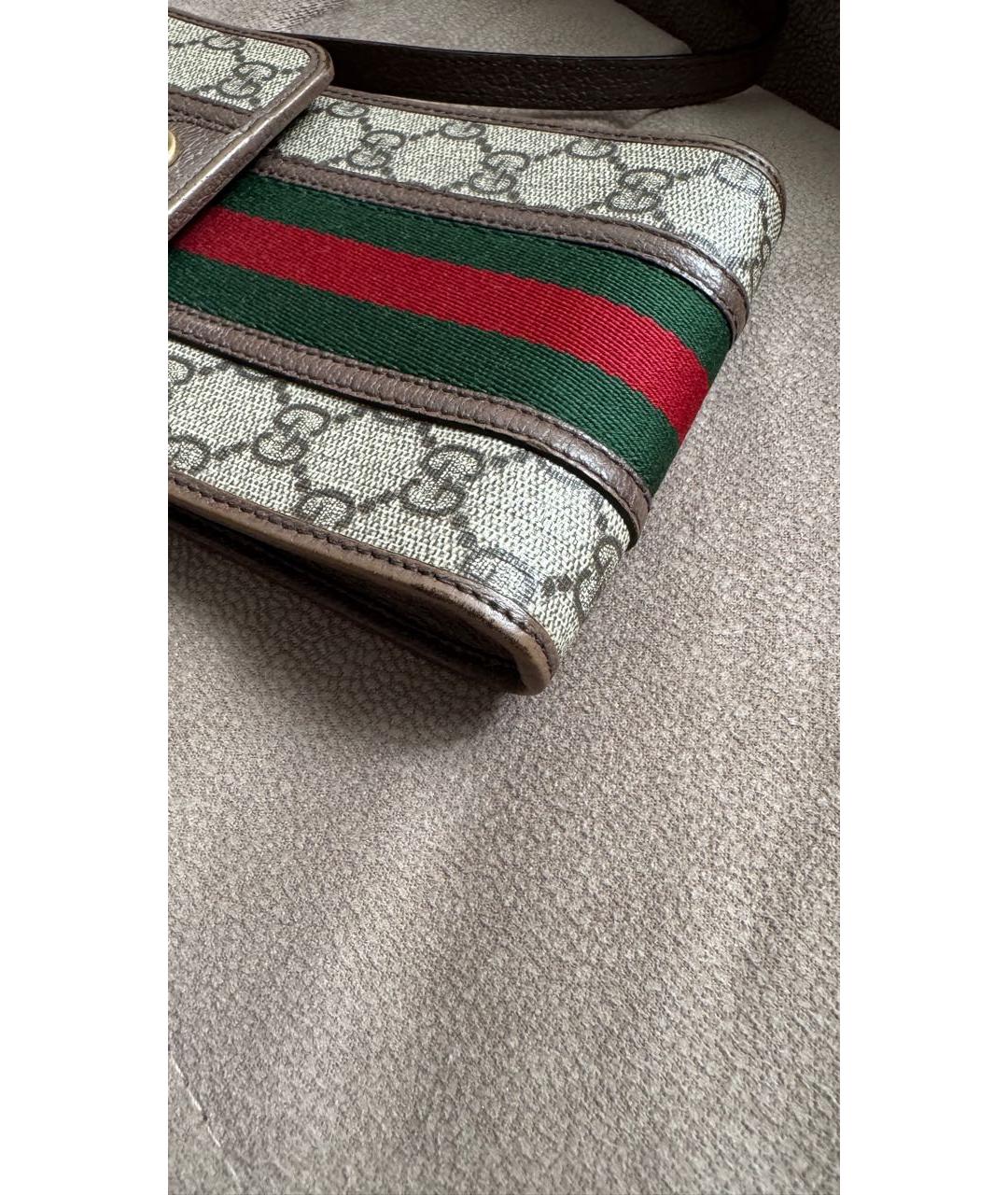GUCCI Коричневая кожаная сумка на плечо, фото 5