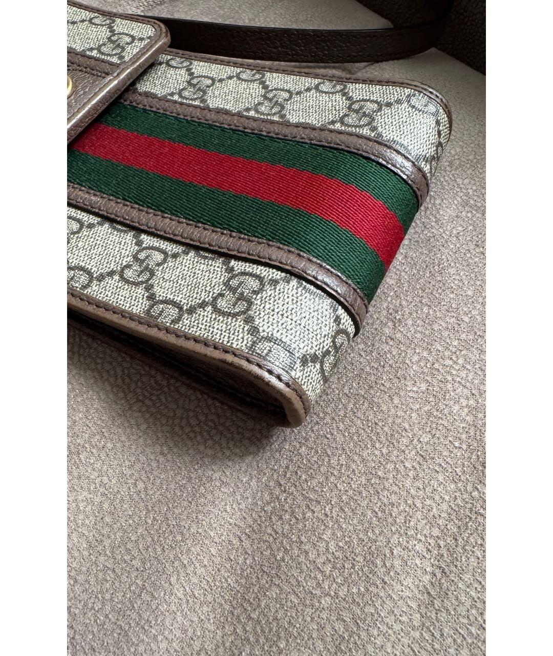 GUCCI Коричневая кожаная сумка на плечо, фото 6