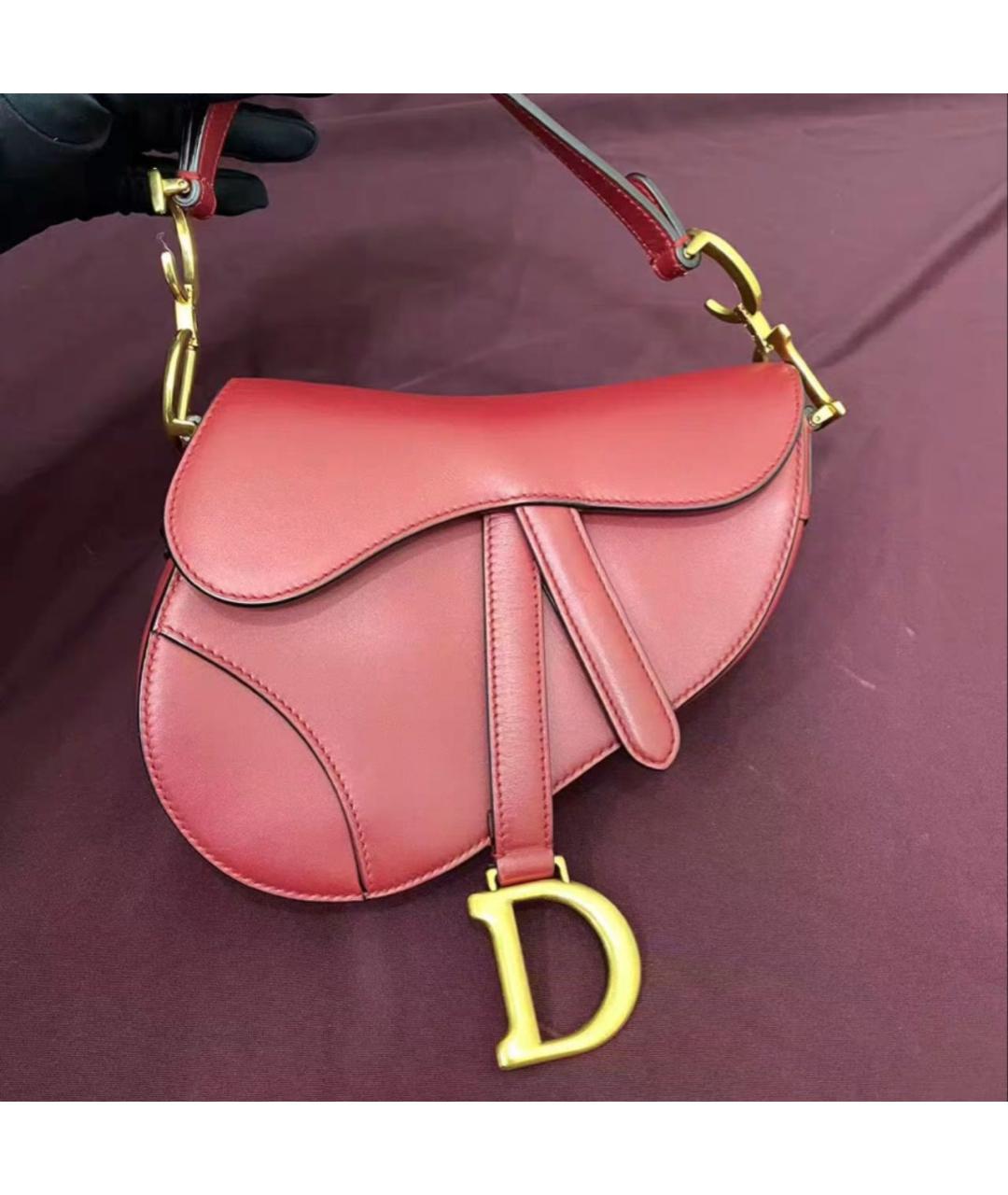 CHRISTIAN DIOR Бордовая кожаная сумка с короткими ручками, фото 8