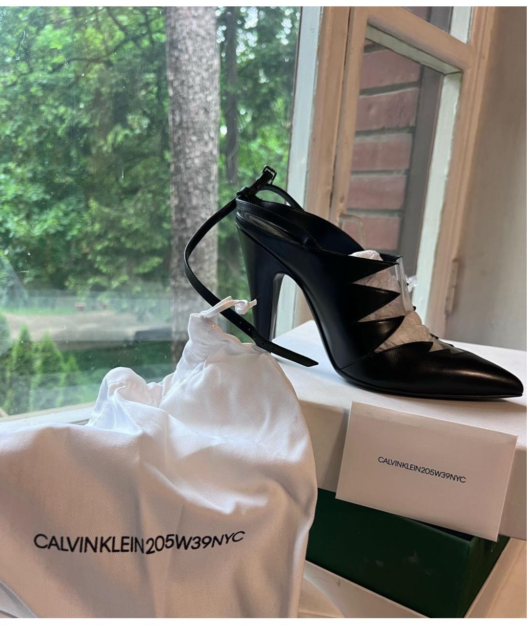 CALVIN KLEIN Черные кожаные босоножки, фото 3