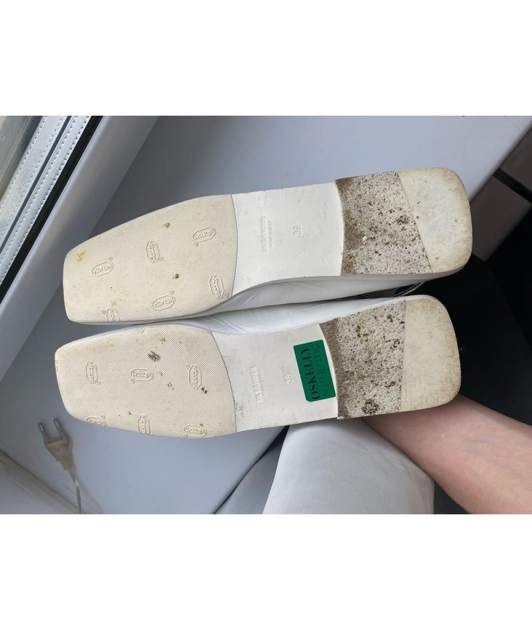 JIL SANDER Белые кожаные балетки, фото 3