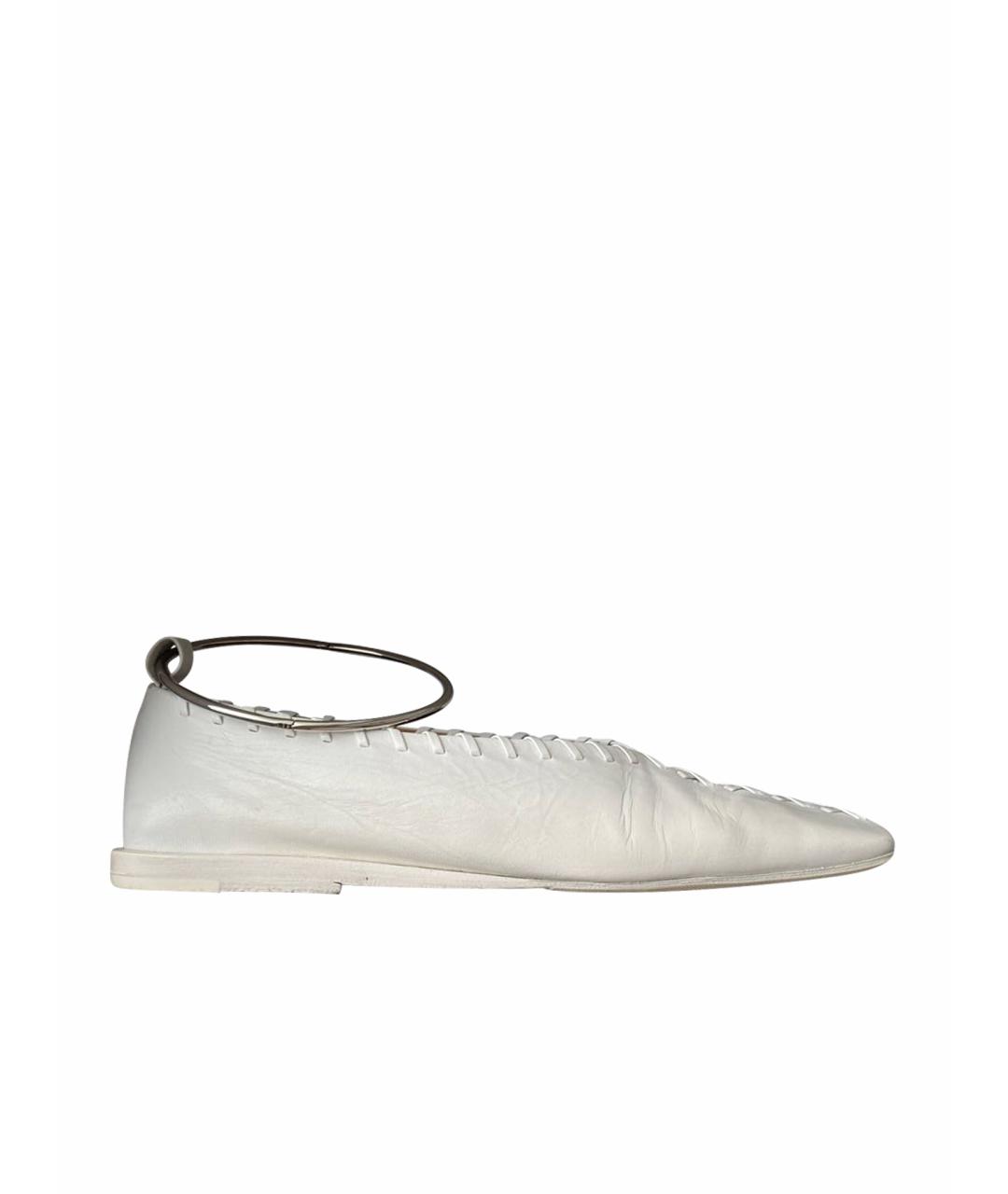 JIL SANDER Белые кожаные балетки, фото 1