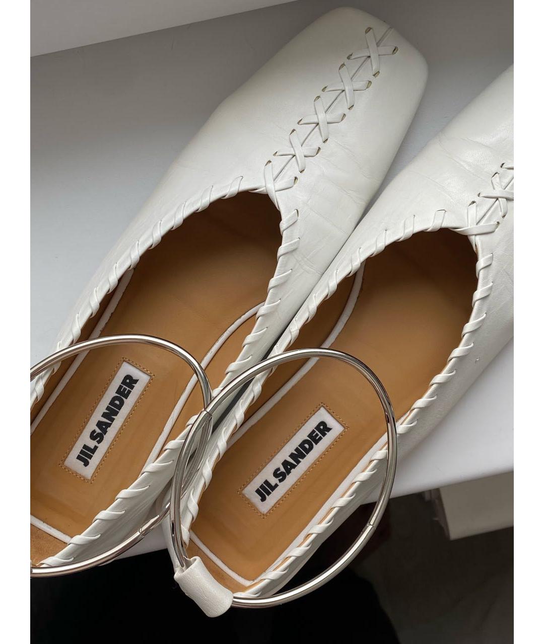 JIL SANDER Белые кожаные балетки, фото 4