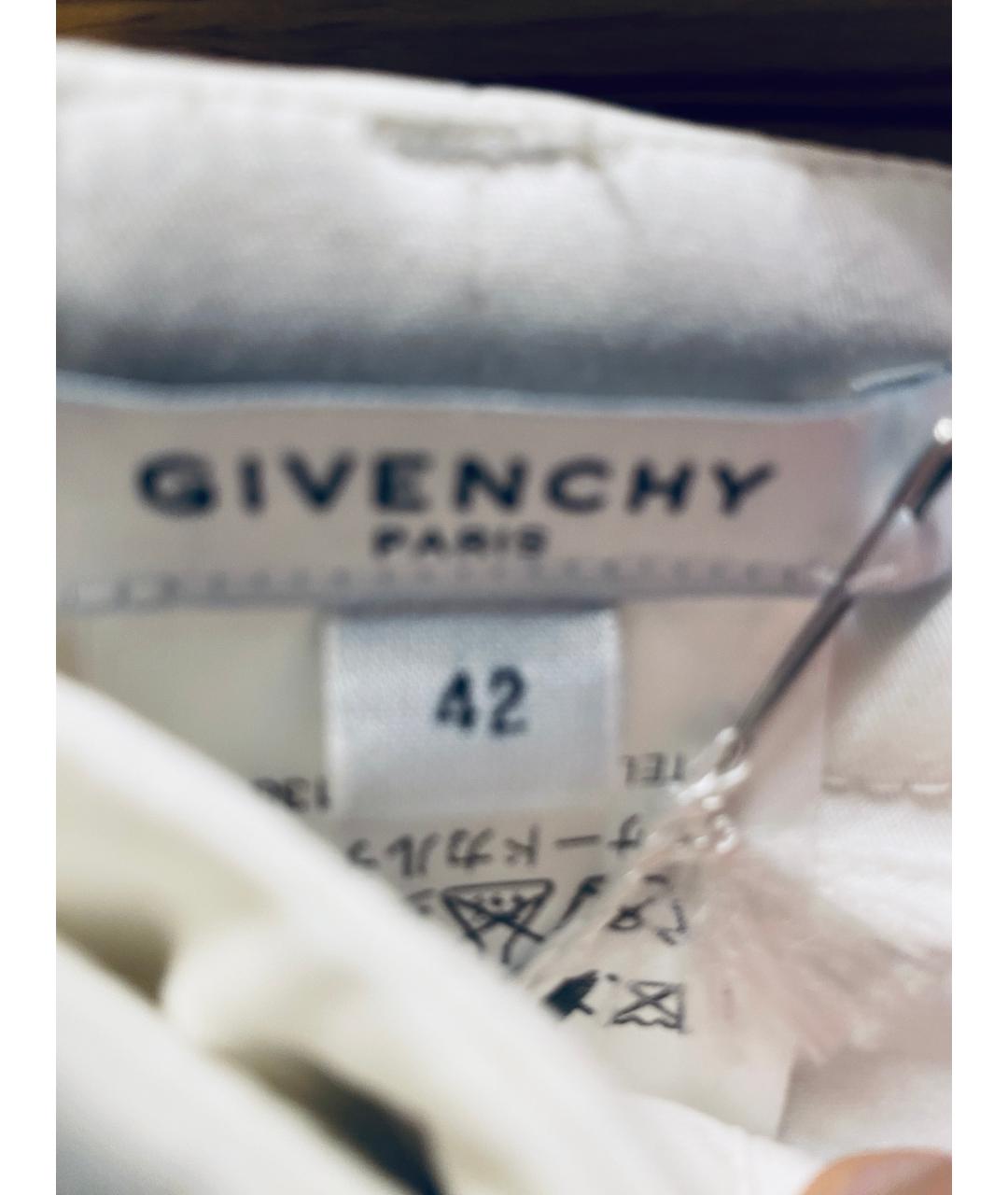 GIVENCHY Белые хлопко-эластановые прямые брюки, фото 4