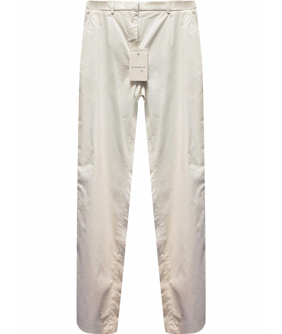 GIVENCHY Белые хлопко-эластановые прямые брюки, фото 1