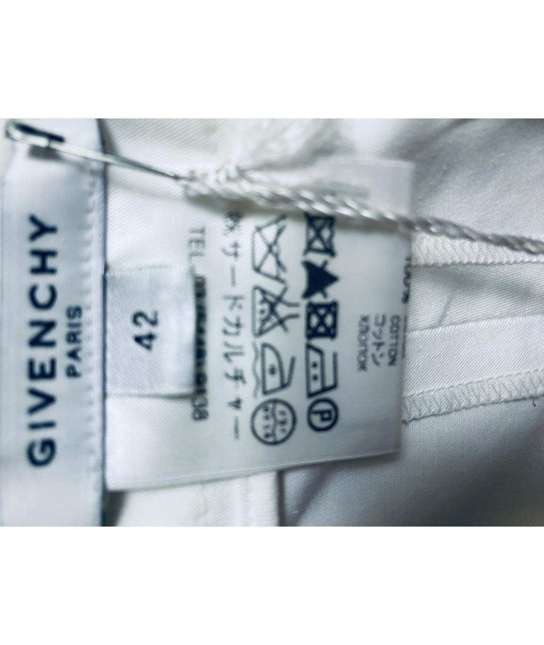 GIVENCHY Белые хлопко-эластановые прямые брюки, фото 5