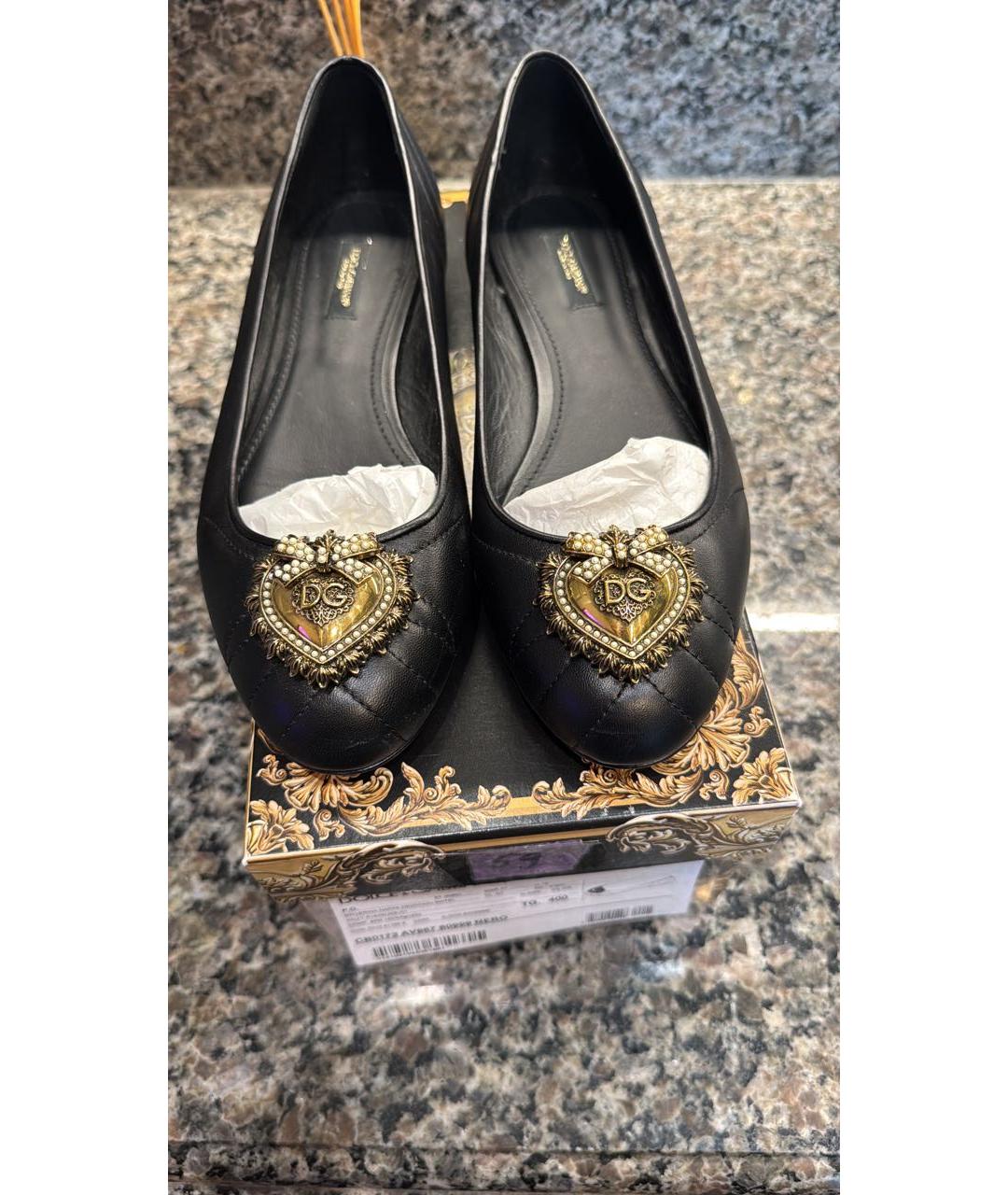 DOLCE&GABBANA Черные кожаные балетки, фото 5