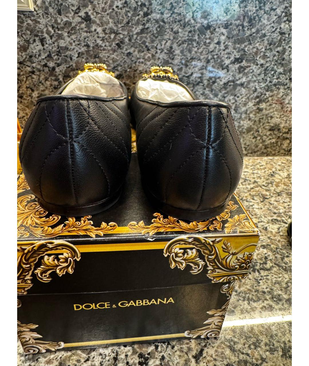 DOLCE&GABBANA Черные кожаные балетки, фото 3