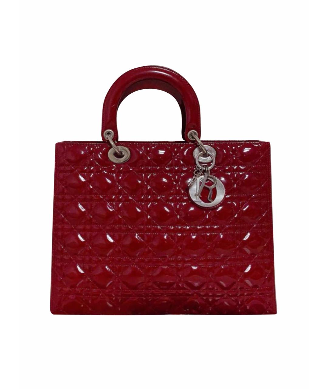 CHRISTIAN DIOR Красная сумка с короткими ручками из лакированной кожи, фото 1