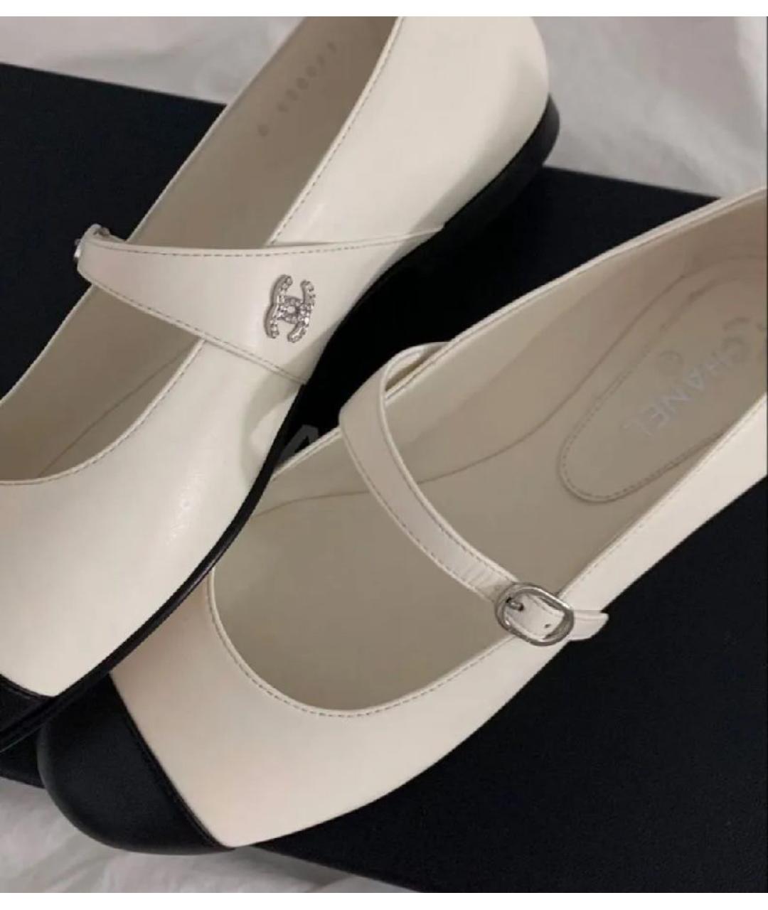 CHANEL Белые кожаные балетки, фото 9