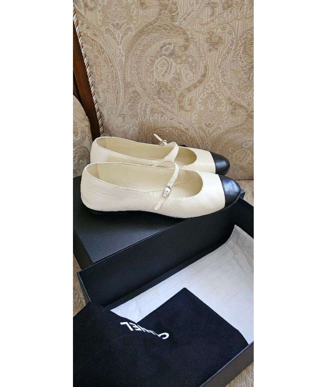 CHANEL Белые кожаные балетки, фото 10