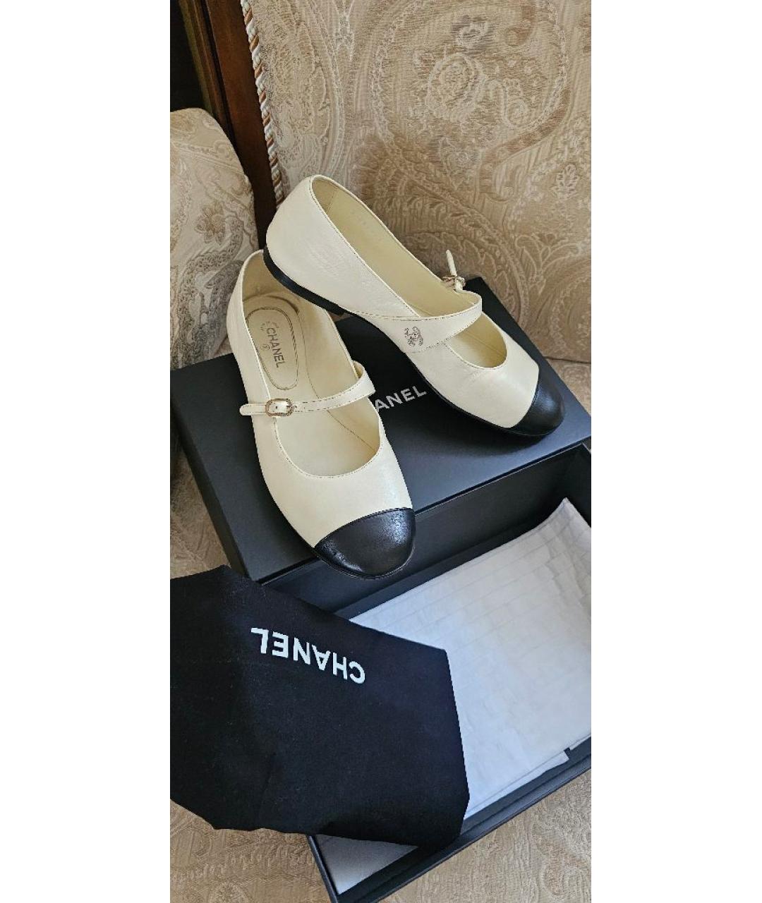 CHANEL Белые кожаные балетки, фото 5