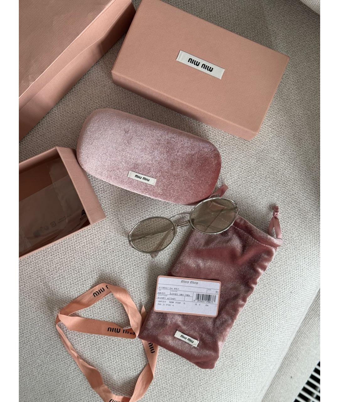 MIU MIU Коричневые металлические солнцезащитные очки, фото 6