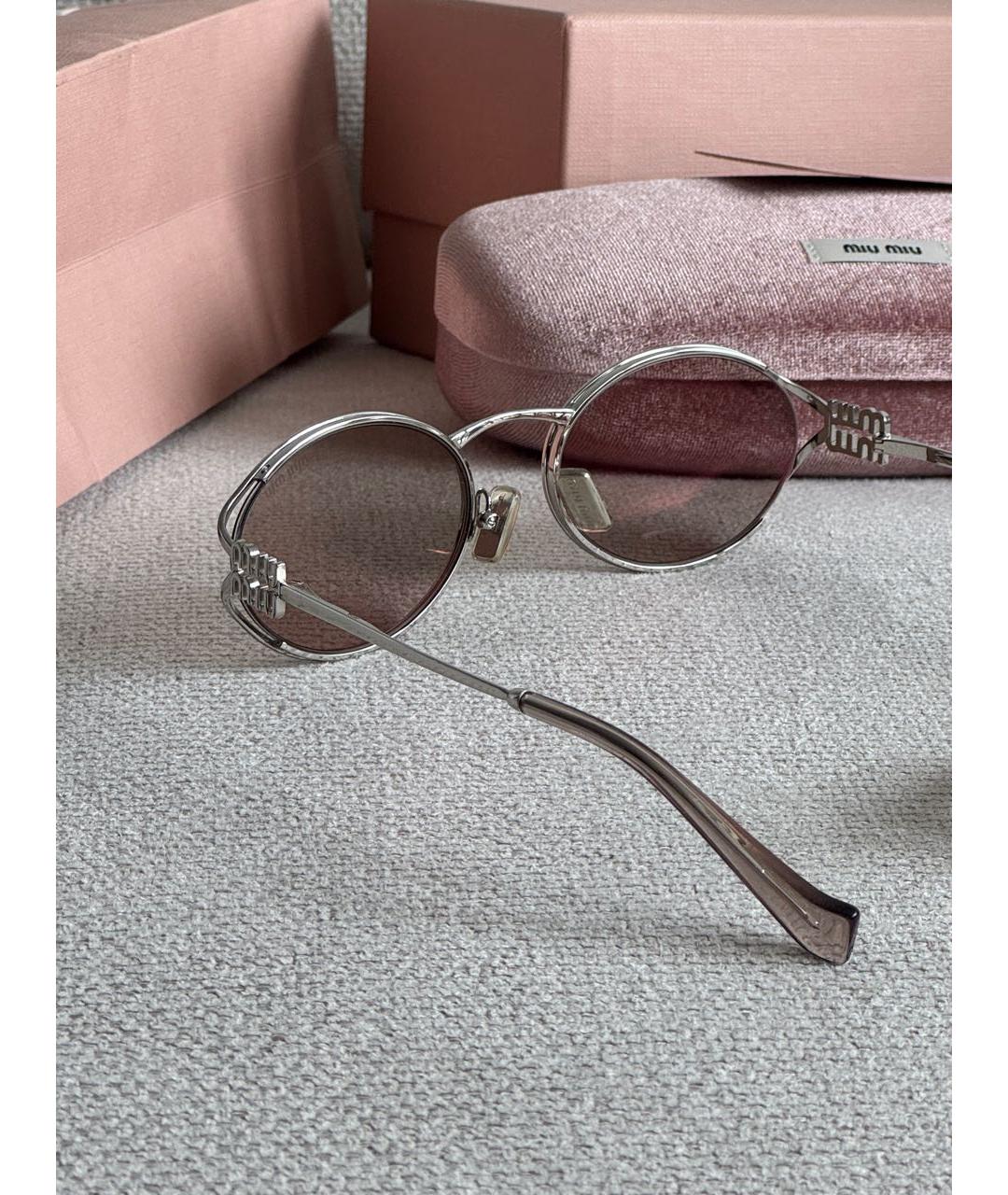MIU MIU Коричневые металлические солнцезащитные очки, фото 2