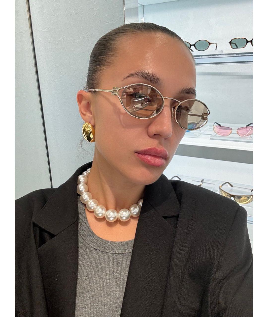 MIU MIU Коричневые металлические солнцезащитные очки, фото 5