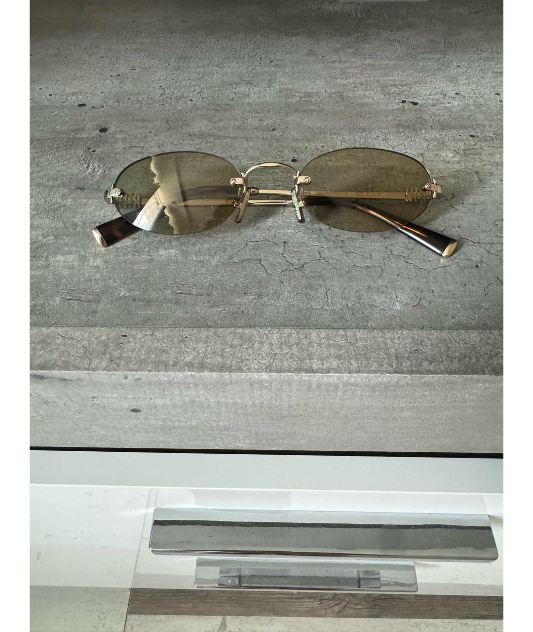 MIU MIU Золотые металлические солнцезащитные очки, фото 7