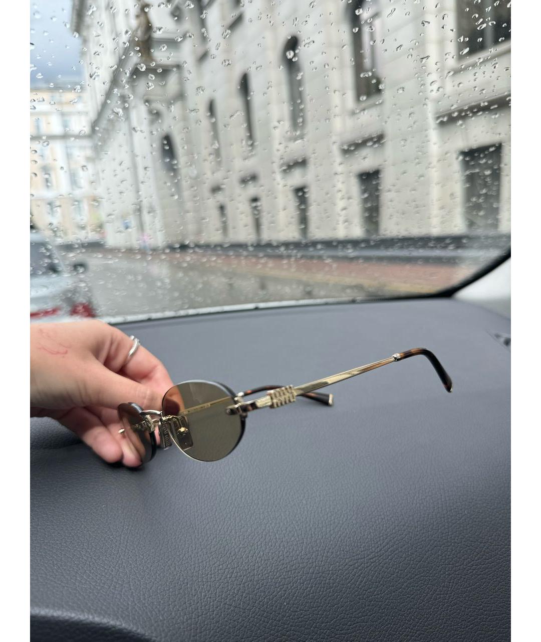 MIU MIU Золотые металлические солнцезащитные очки, фото 3