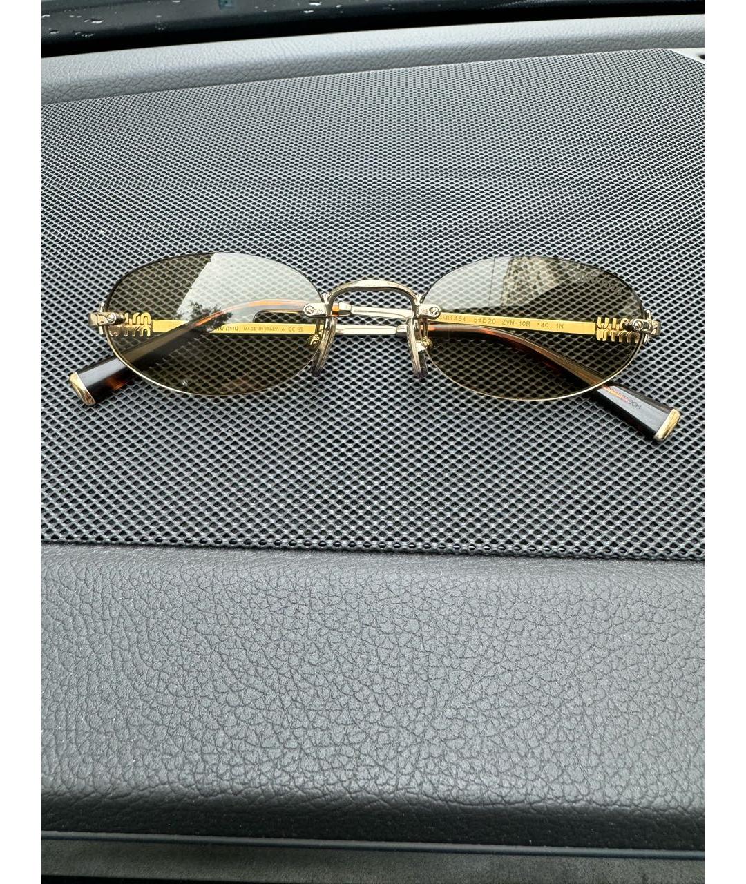 MIU MIU Золотые металлические солнцезащитные очки, фото 6