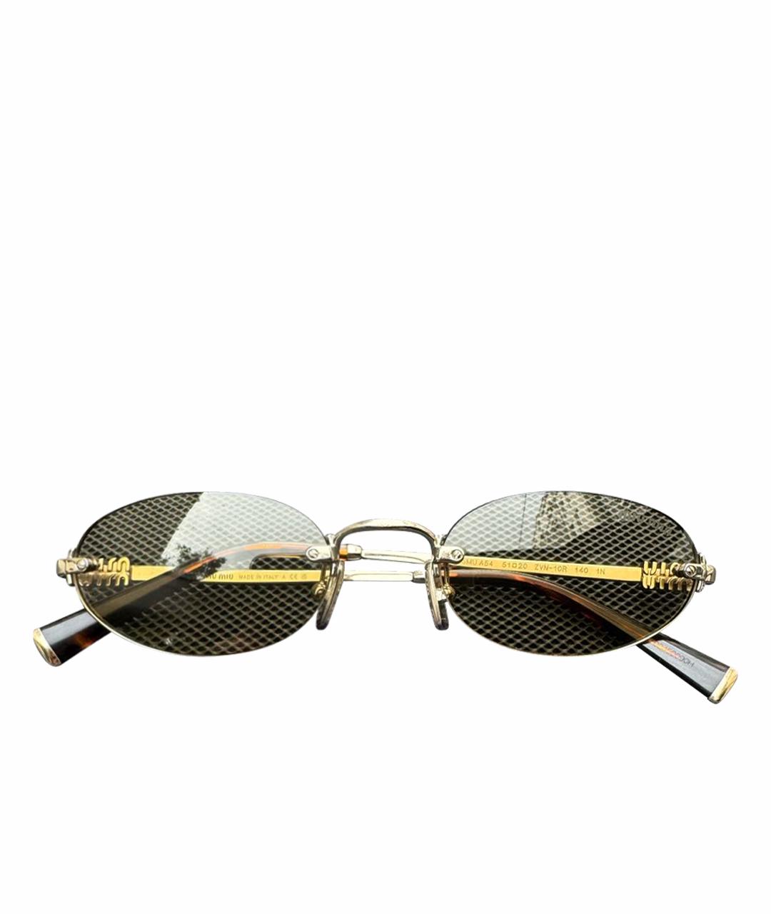 MIU MIU Золотые металлические солнцезащитные очки, фото 1