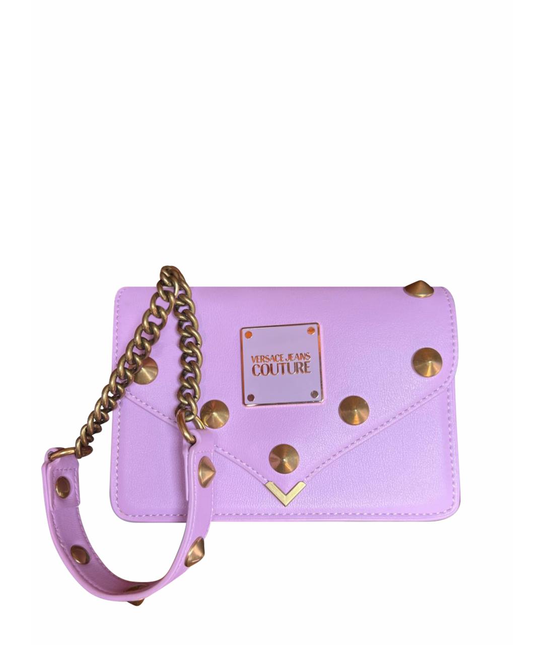 VERSACE JEANS COUTURE Розовая кожаная сумка через плечо, фото 1