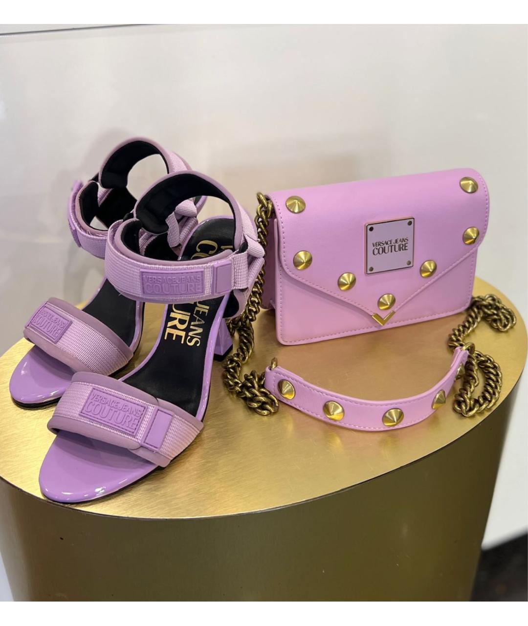 VERSACE JEANS COUTURE Розовая кожаная сумка через плечо, фото 6