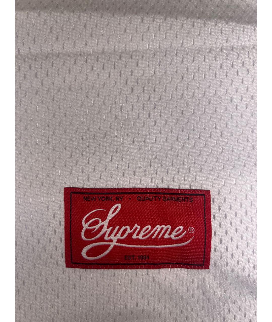 SUPREME Белая синтетическая футболка, фото 4