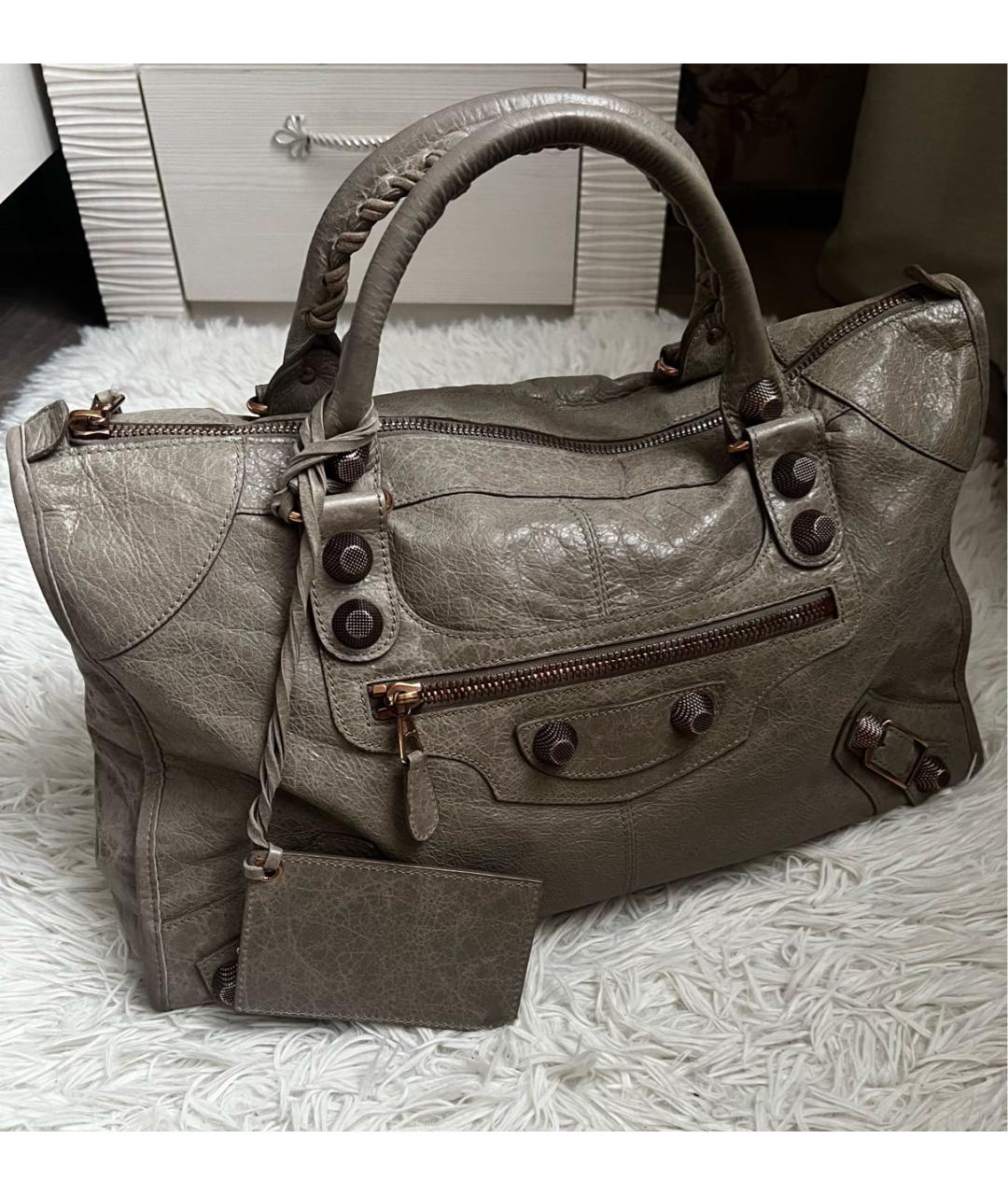 BALENCIAGA Бежевая кожаная сумка с короткими ручками, фото 7