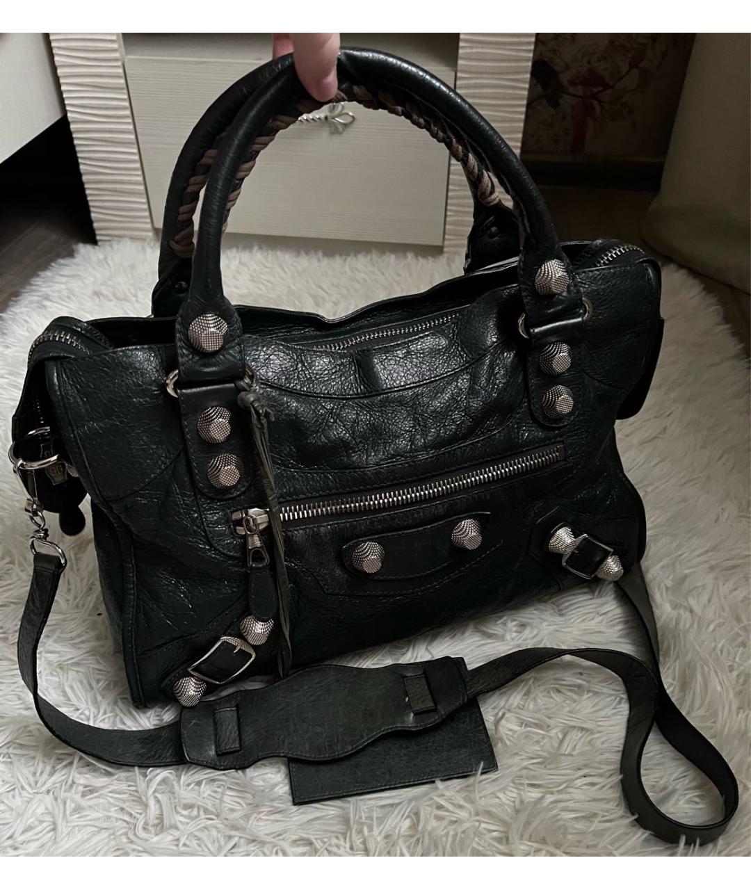 BALENCIAGA Серая кожаная сумка с короткими ручками, фото 7