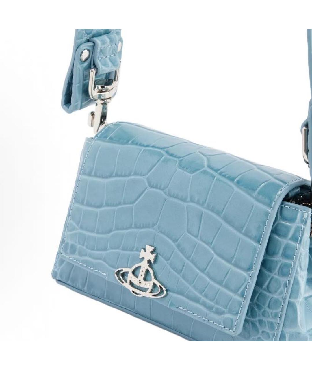 VIVIENNE WESTWOOD Голубая сумка с короткими ручками из лакированной кожи, фото 2