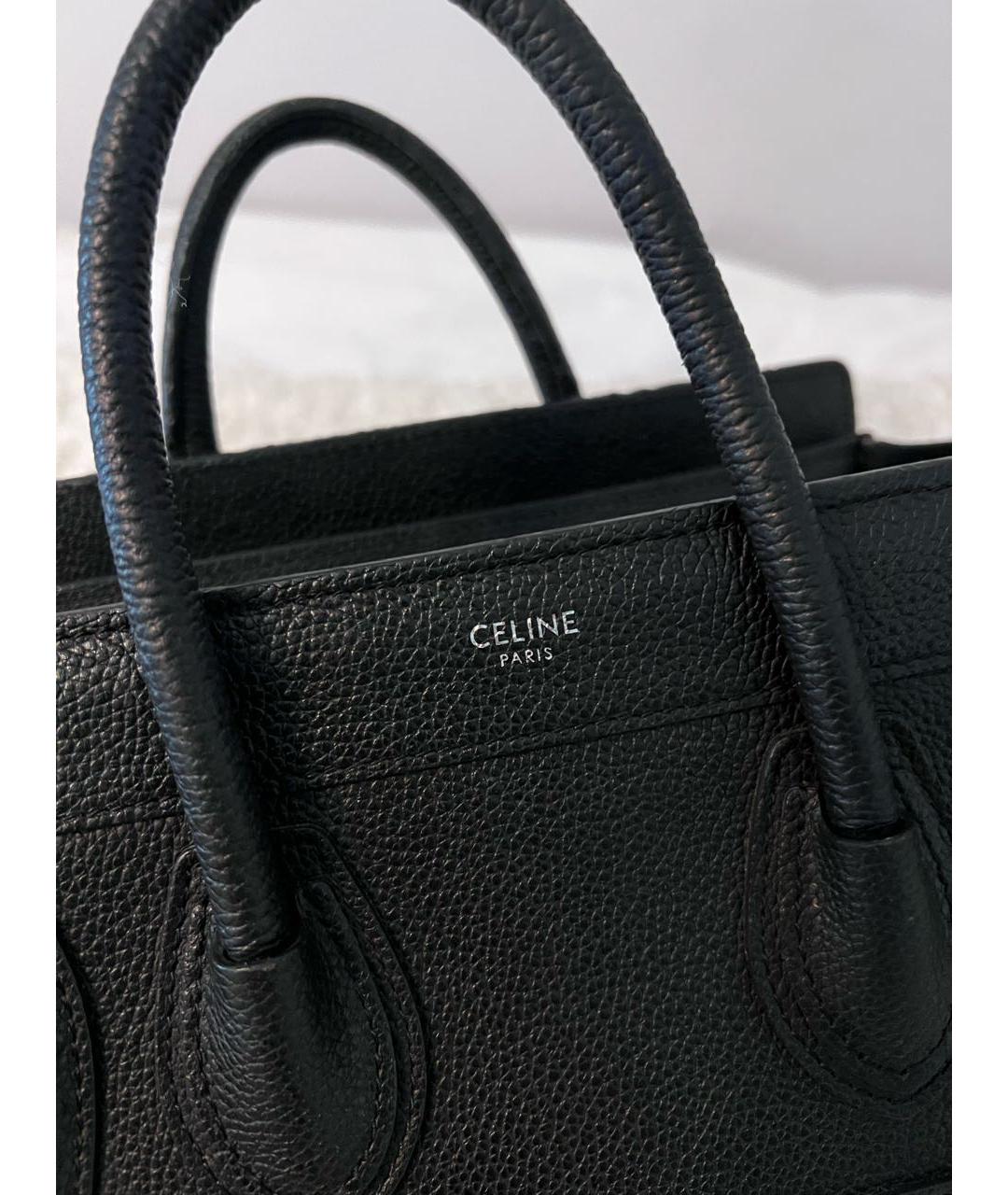 CELINE Черная кожаная сумка с короткими ручками, фото 3