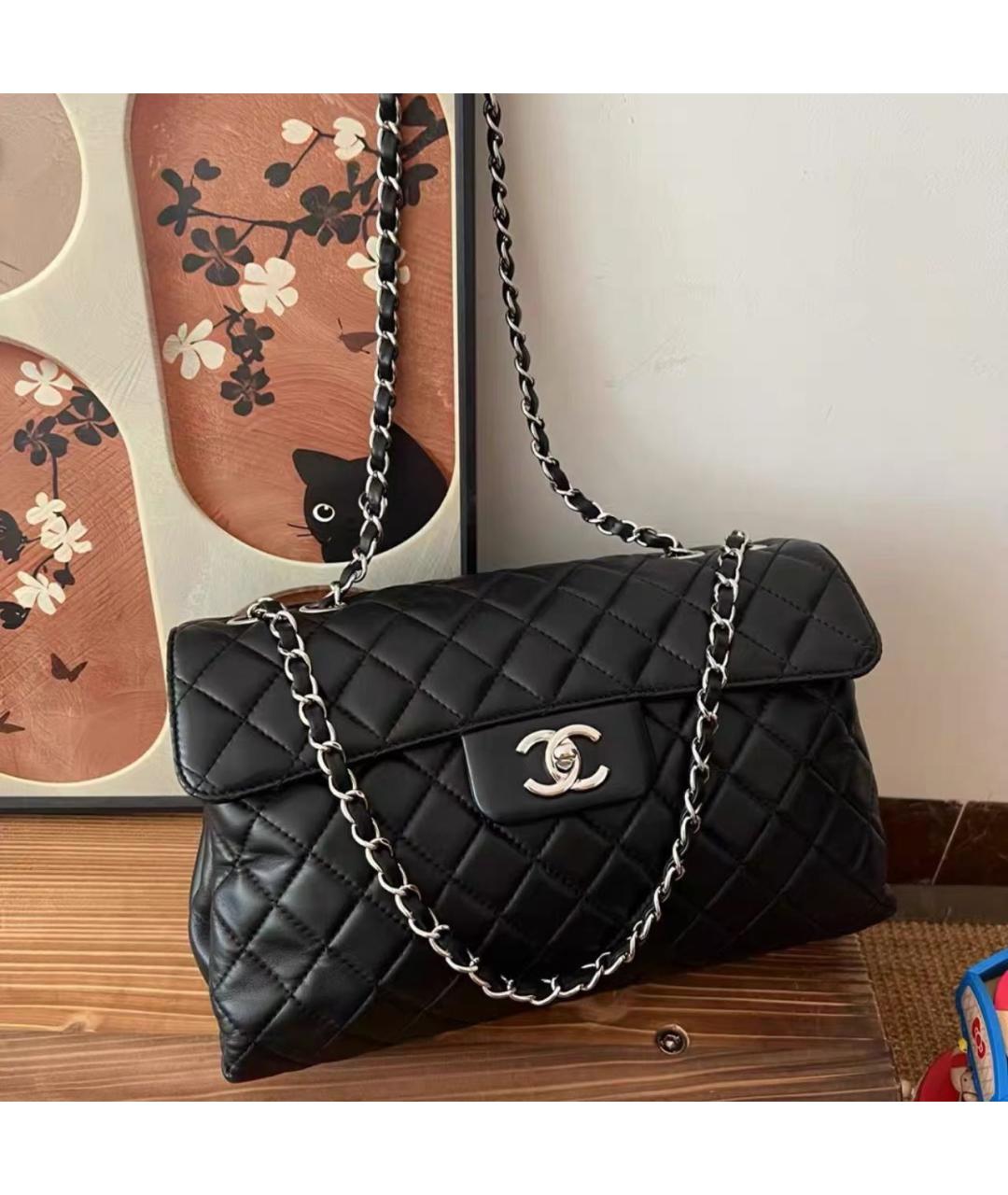 CHANEL Черная кожаная сумка через плечо, фото 3