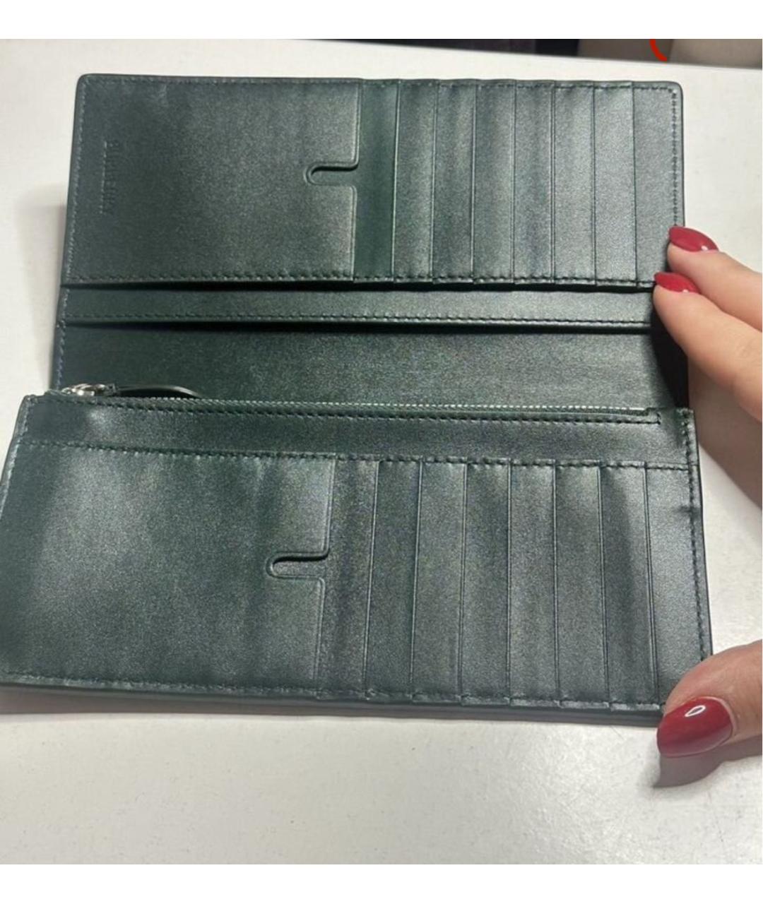 BURBERRY Зеленый кожаный кошелек, фото 3