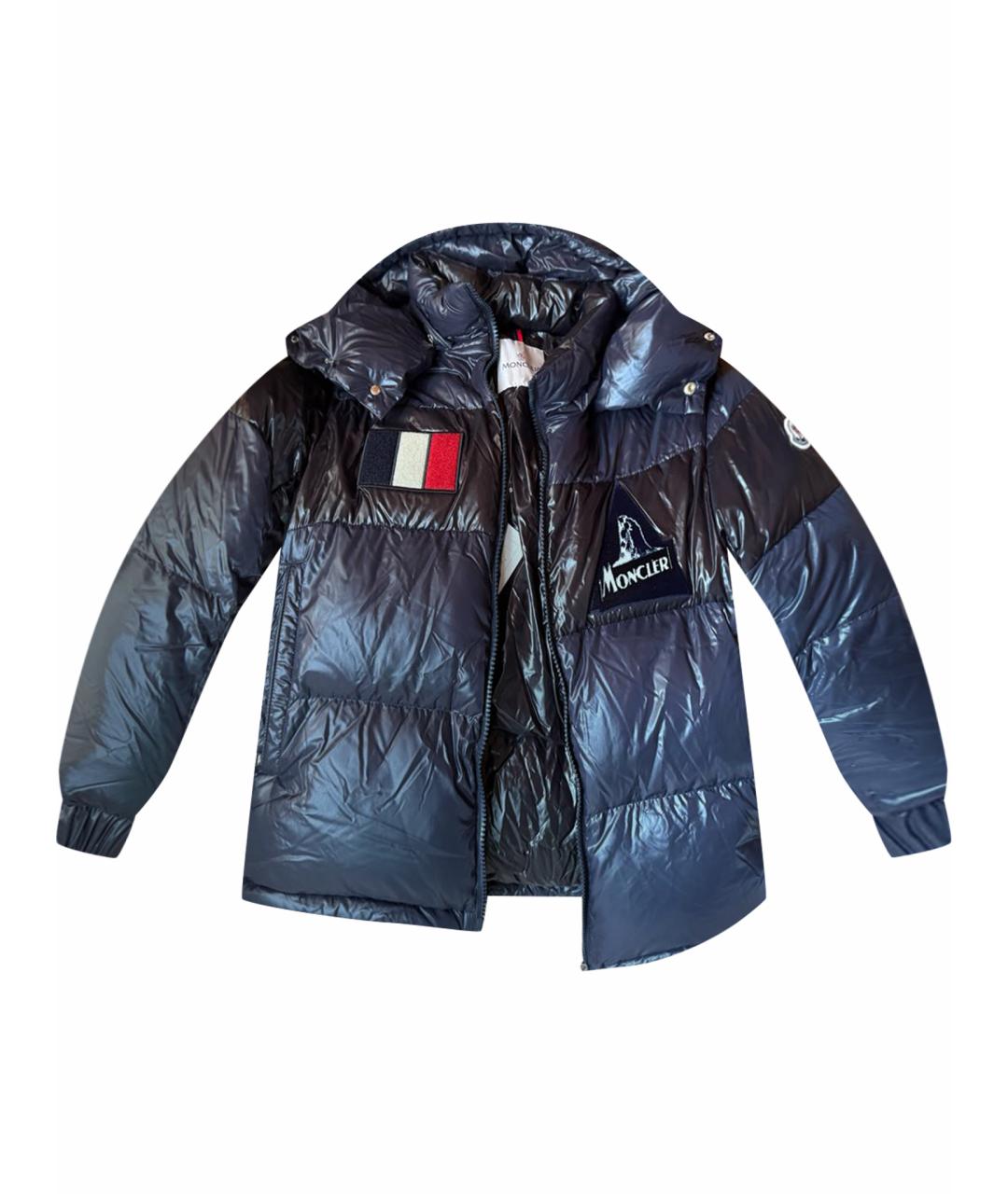 MONCLER Темно-синяя полиэстеровая куртка, фото 1