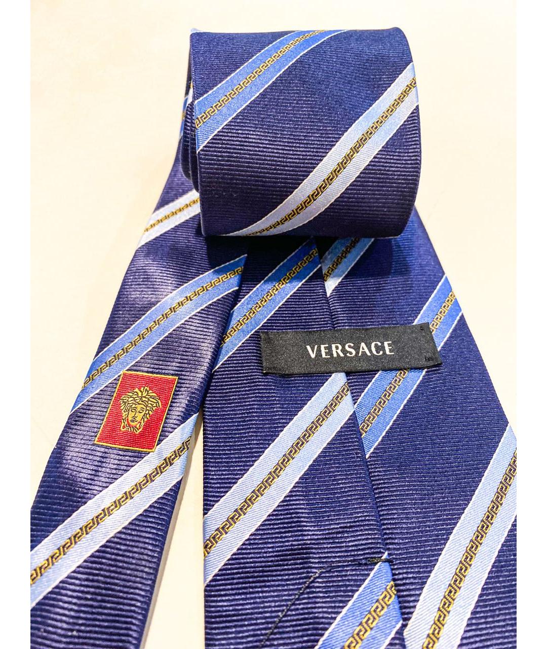 VERSACE Синий шелковый галстук, фото 5
