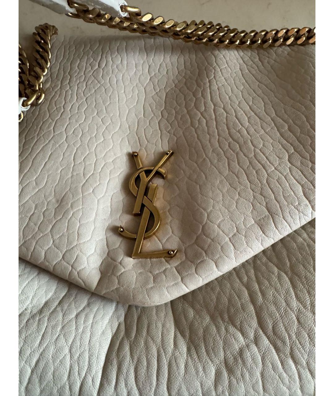 SAINT LAURENT Бежевая кожаная сумка через плечо, фото 4
