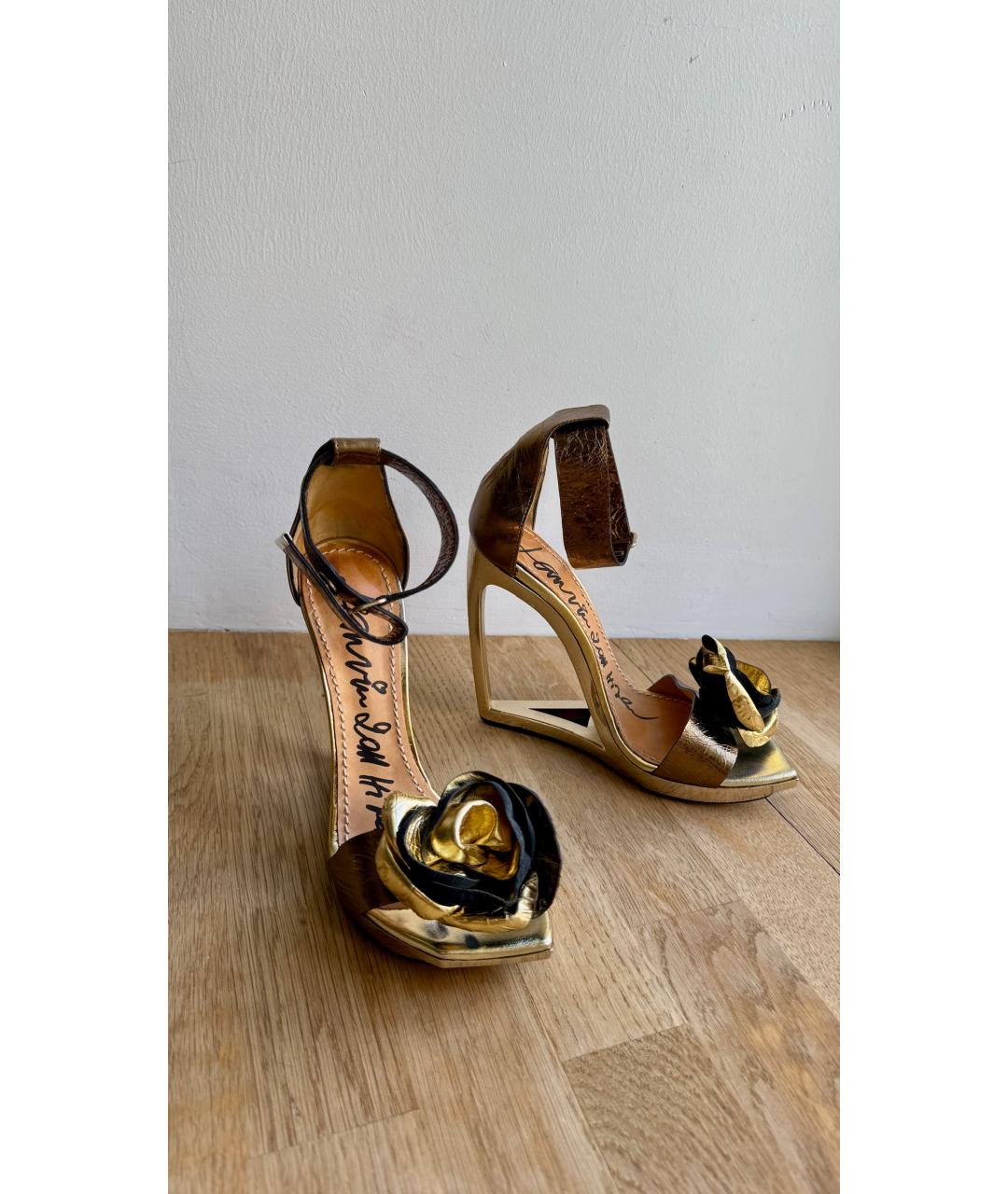 LANVIN Золотые босоножки, фото 10